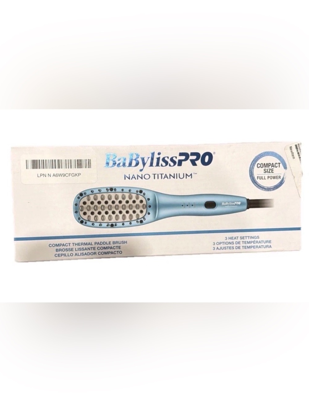 Babyliss nano titanium ionic compact paddle brush flat iron NIB